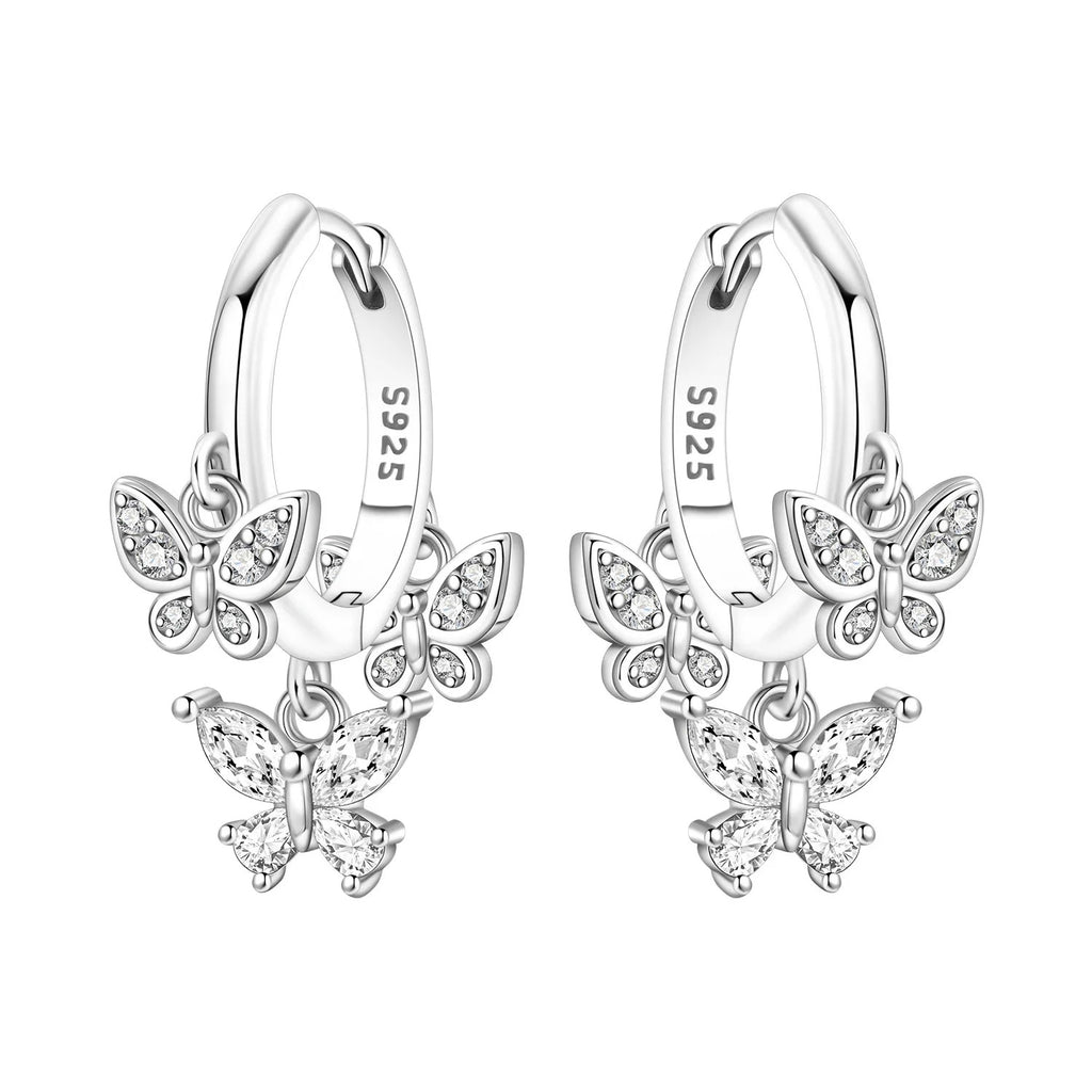Sparkling Butterfly Insect Drop Earrings