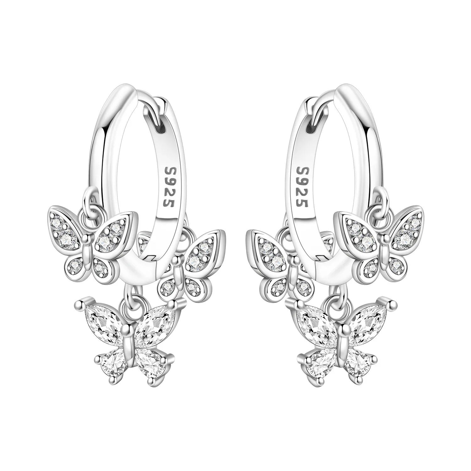 Sparkling Butterfly Insect Drop Earrings