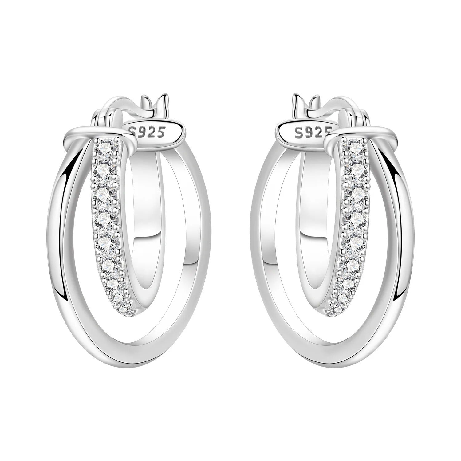 Simple Crossed Double Ring Earrings