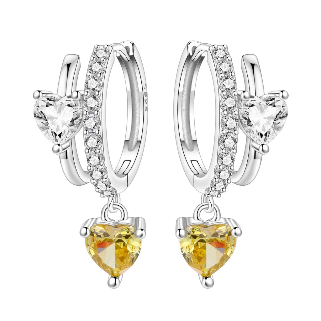Versatile Double Loop Heart Drop Earrings