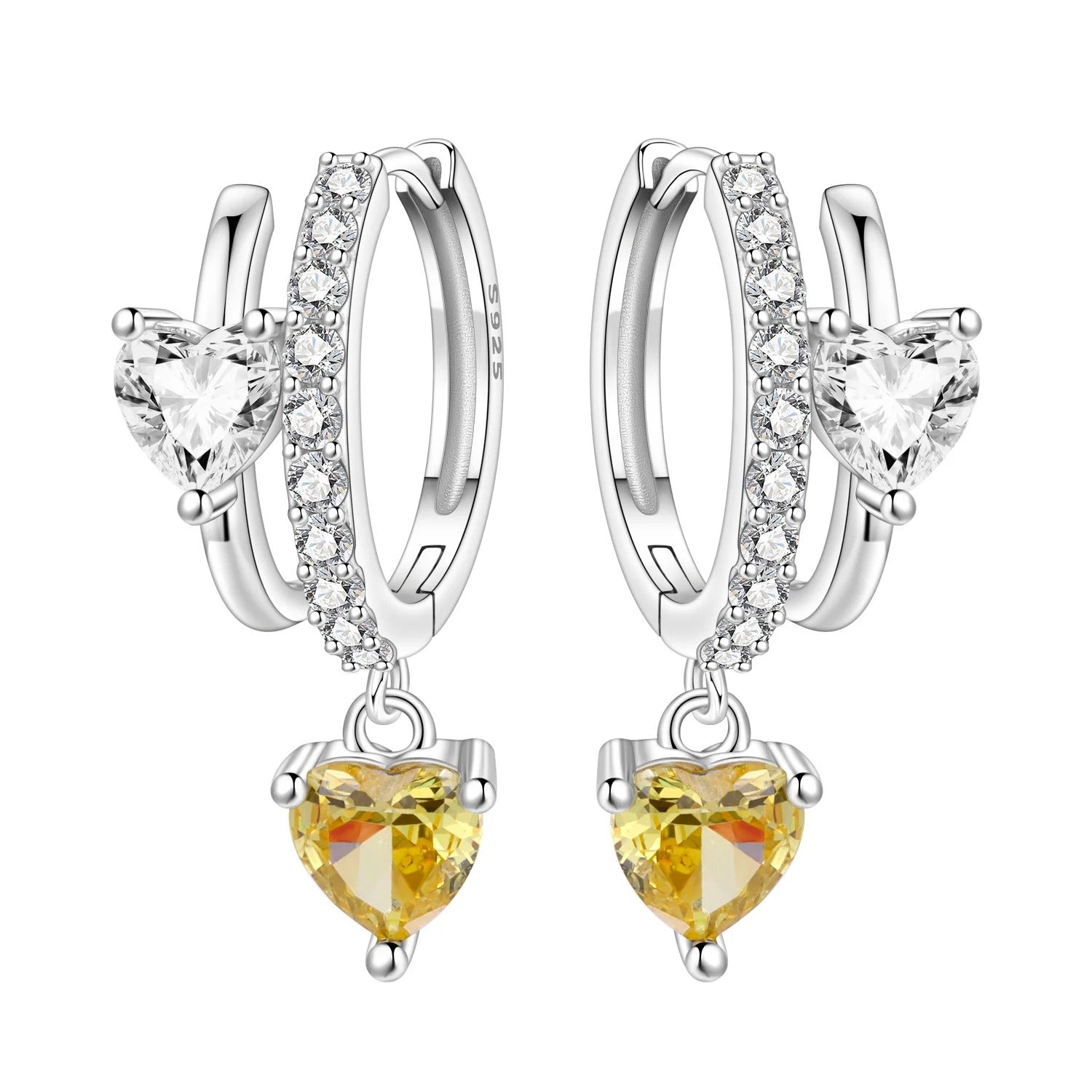 Versatile Double Loop Heart Drop Earrings