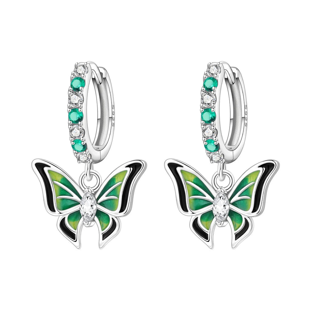 Green Butterfly Insects Earrings