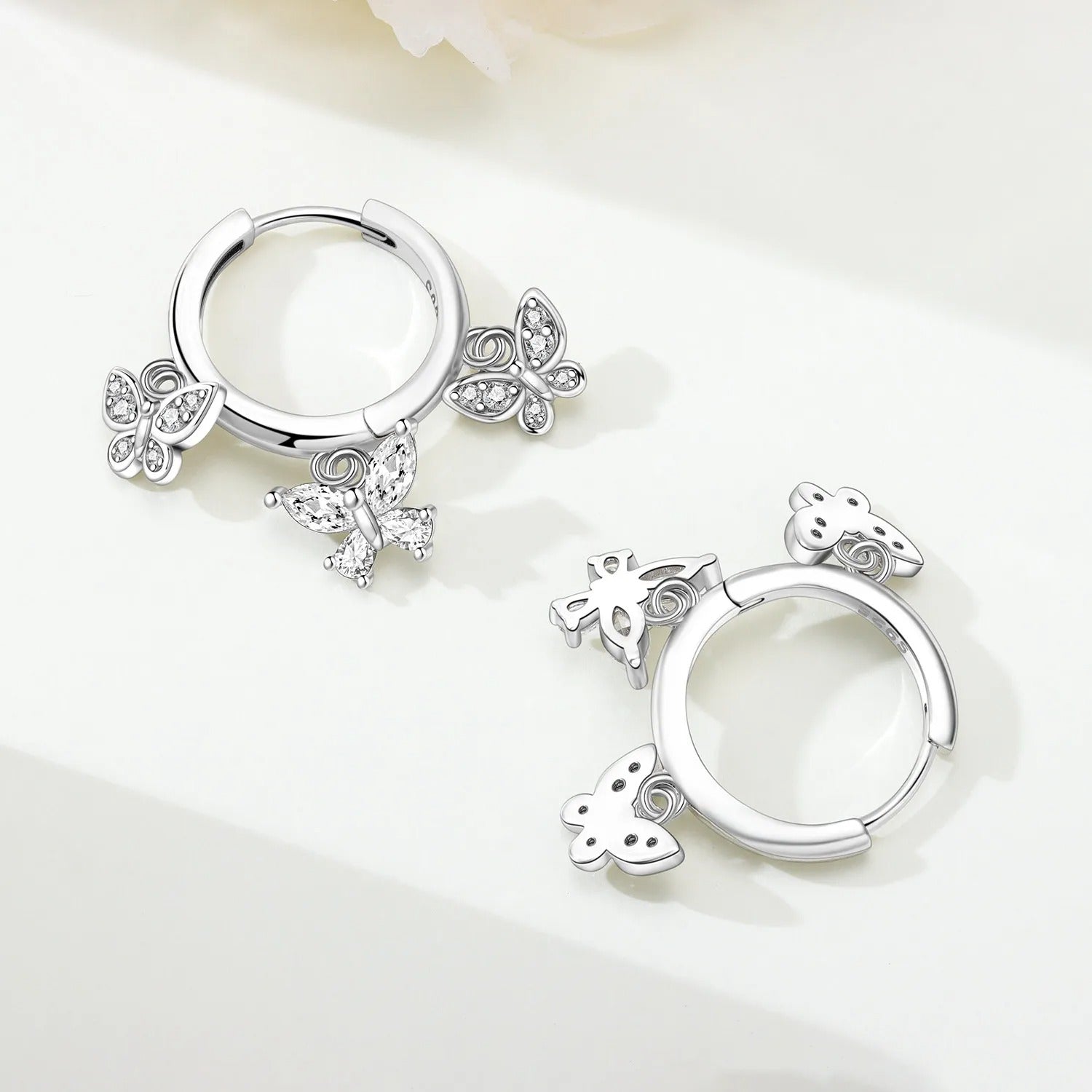 Sparkling Butterfly Insect Drop Earrings