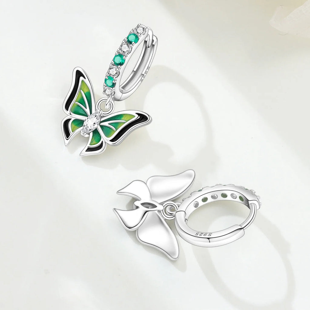 Green Butterfly Insects Earrings