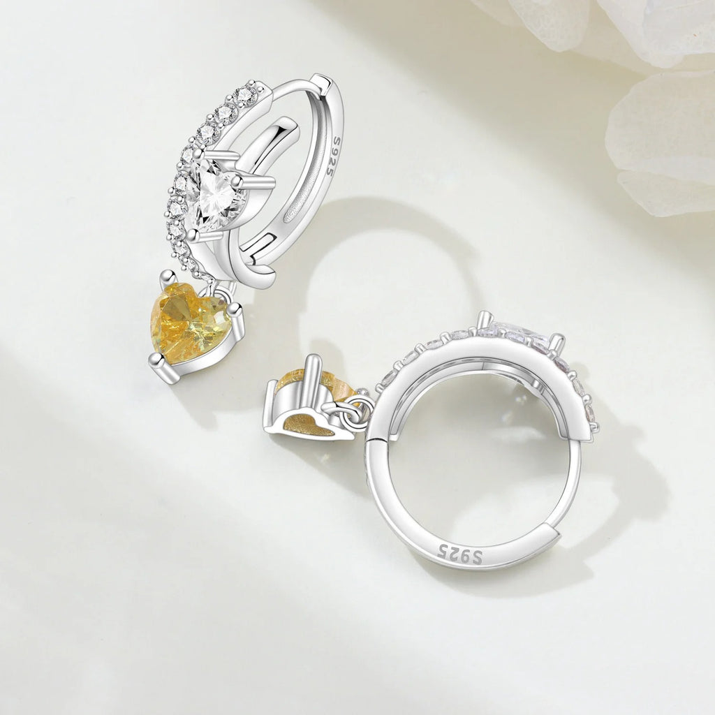 Versatile Double Loop Heart Drop Earrings