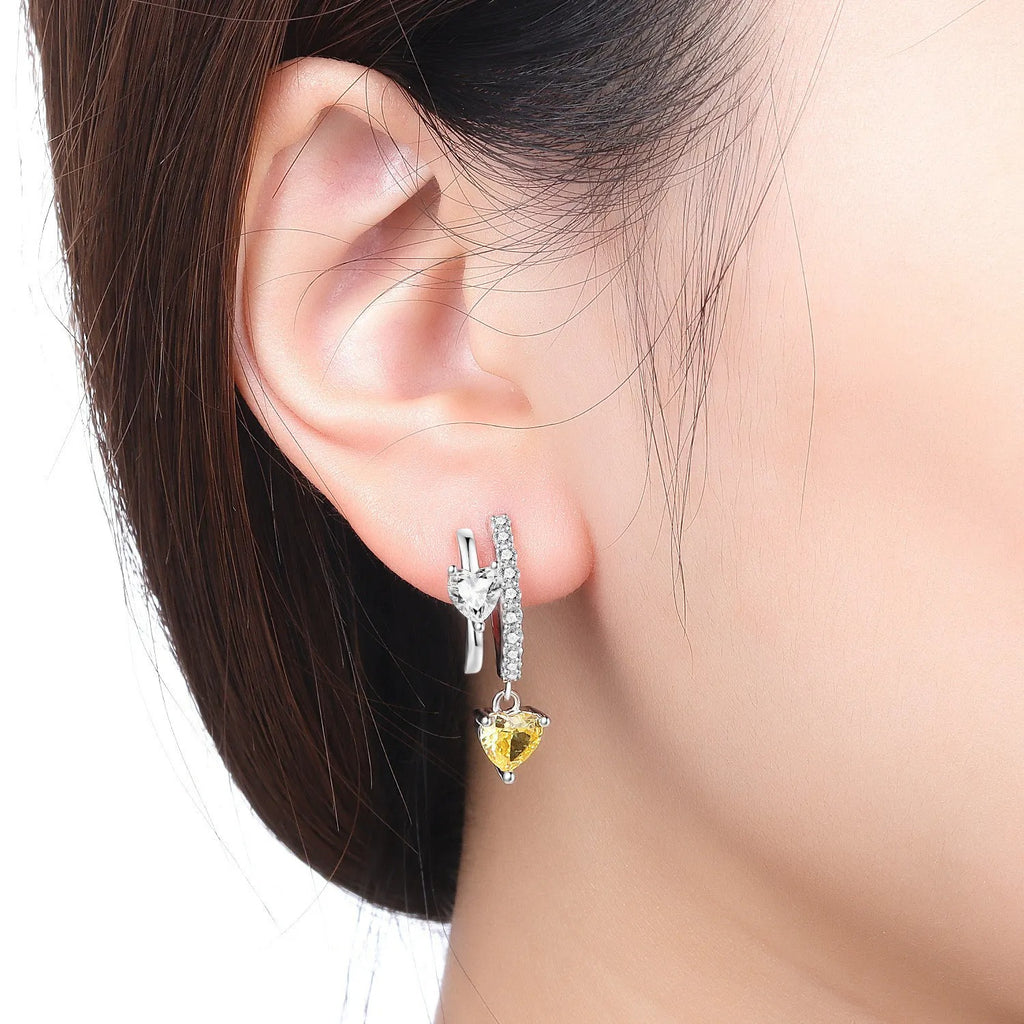 Versatile Double Loop Heart Drop Earrings