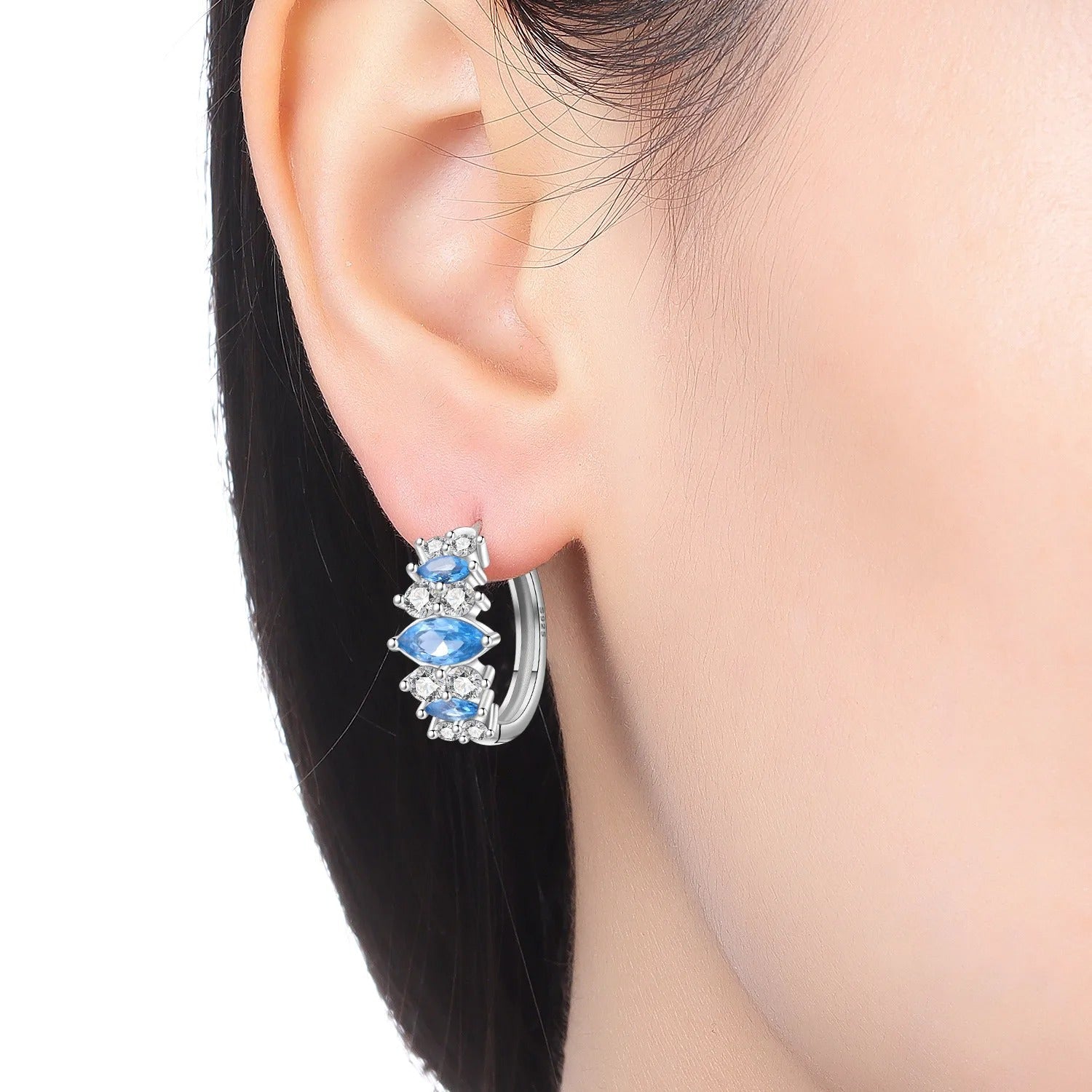Minimalist Blue Zircon Earrings