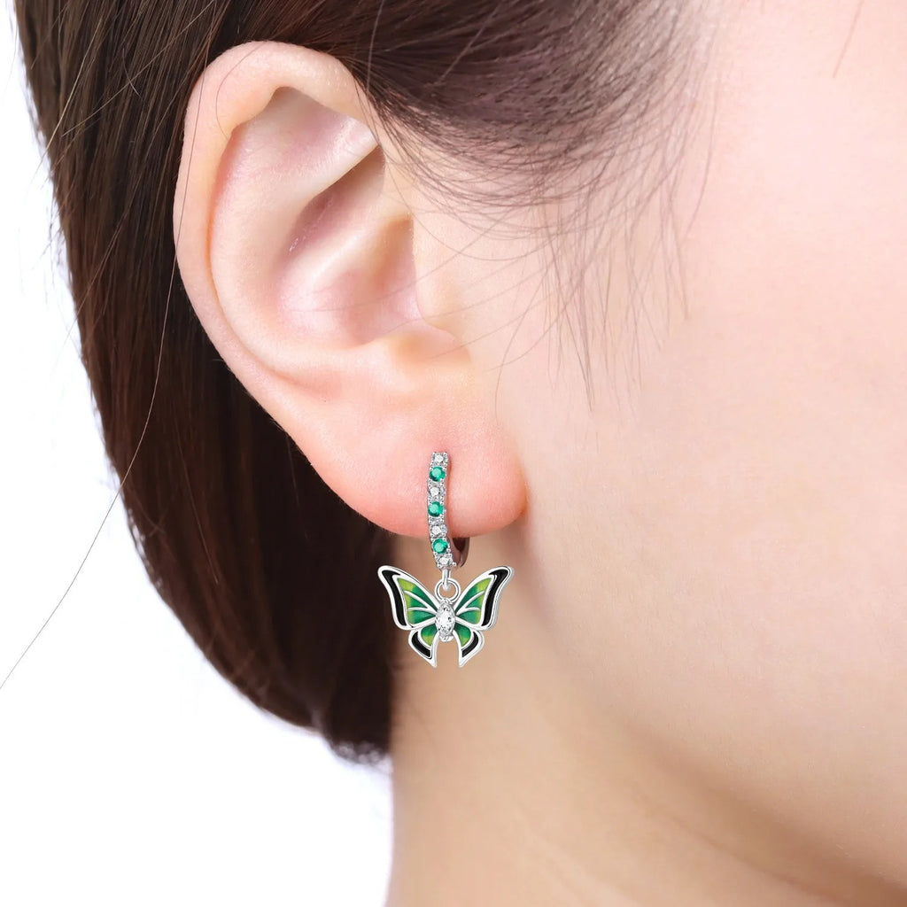 Green Butterfly Insects Earrings
