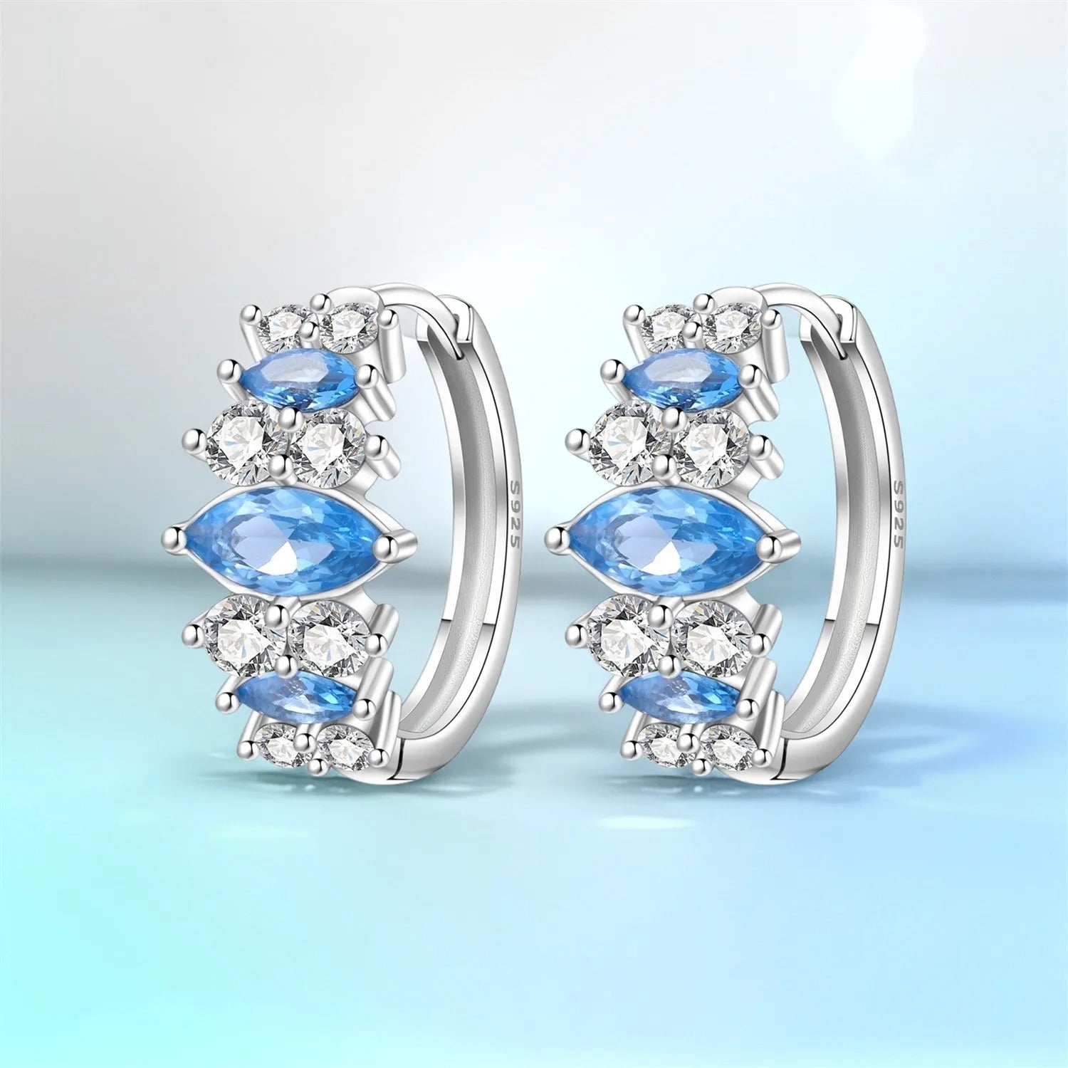 Minimalist Blue Zircon Earrings
