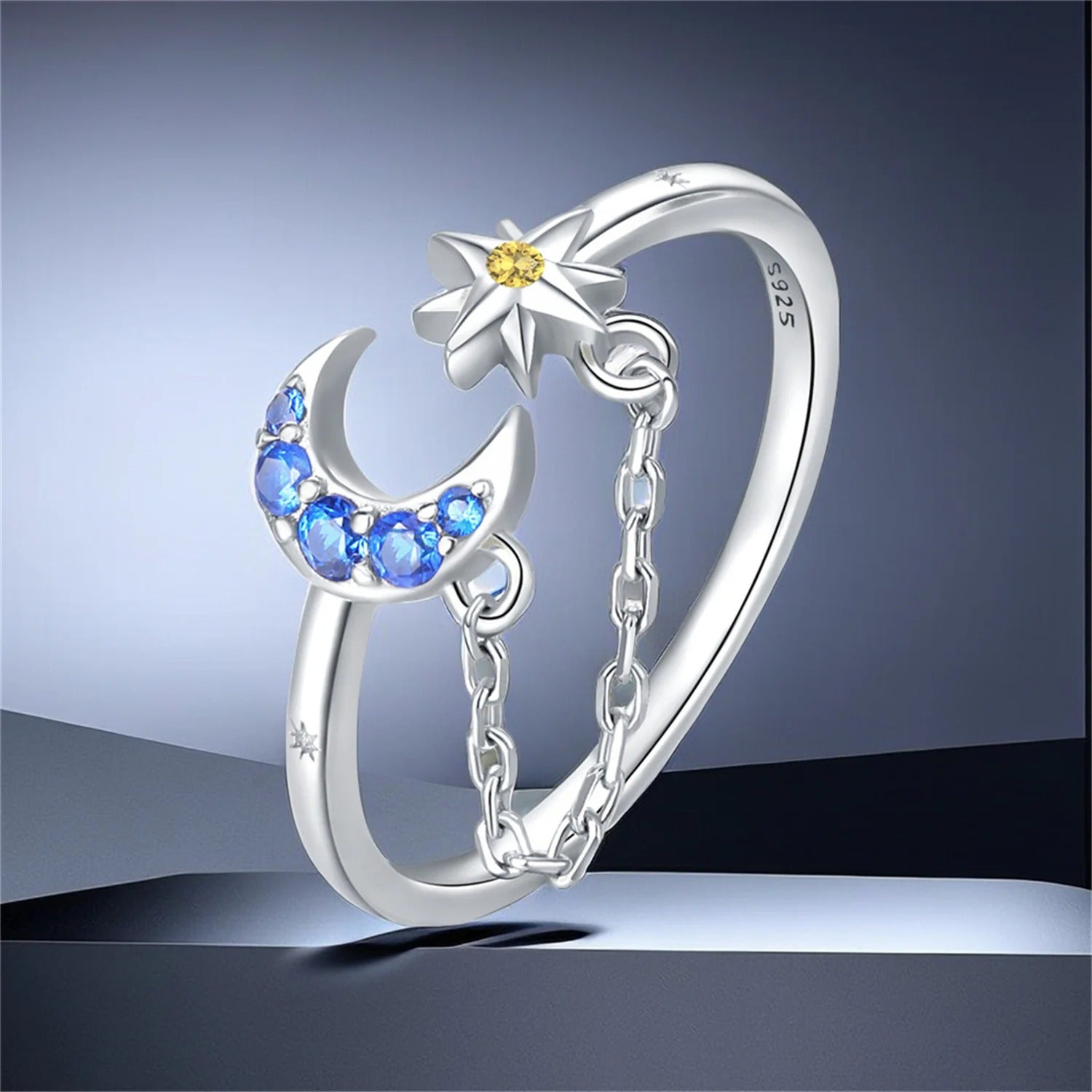 Star Moon Tassel Opening Ring