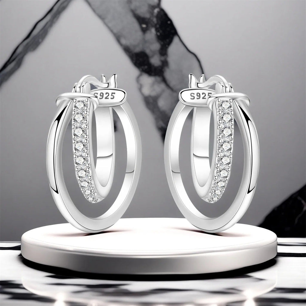 Simple Crossed Double Ring Earrings