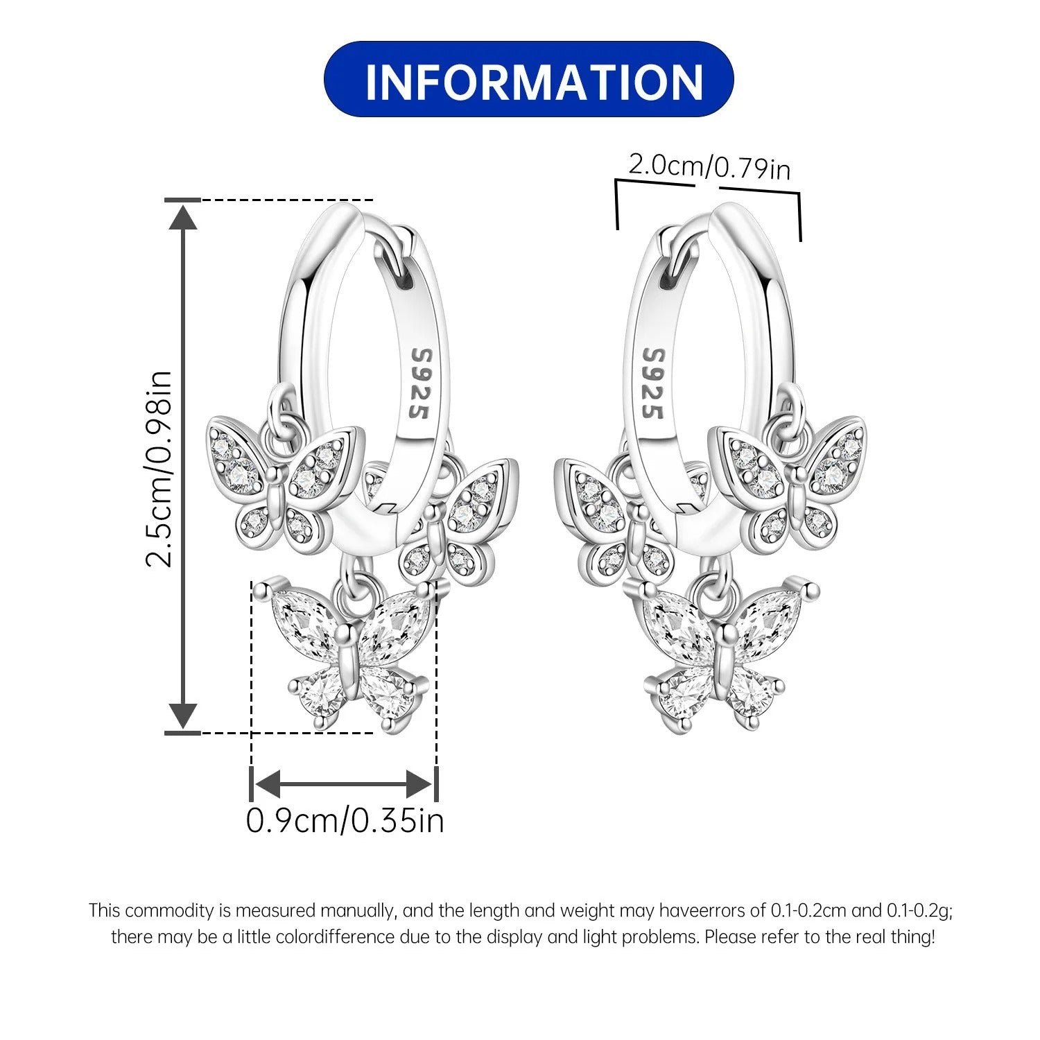 Sparkling Butterfly Insect Drop Earrings