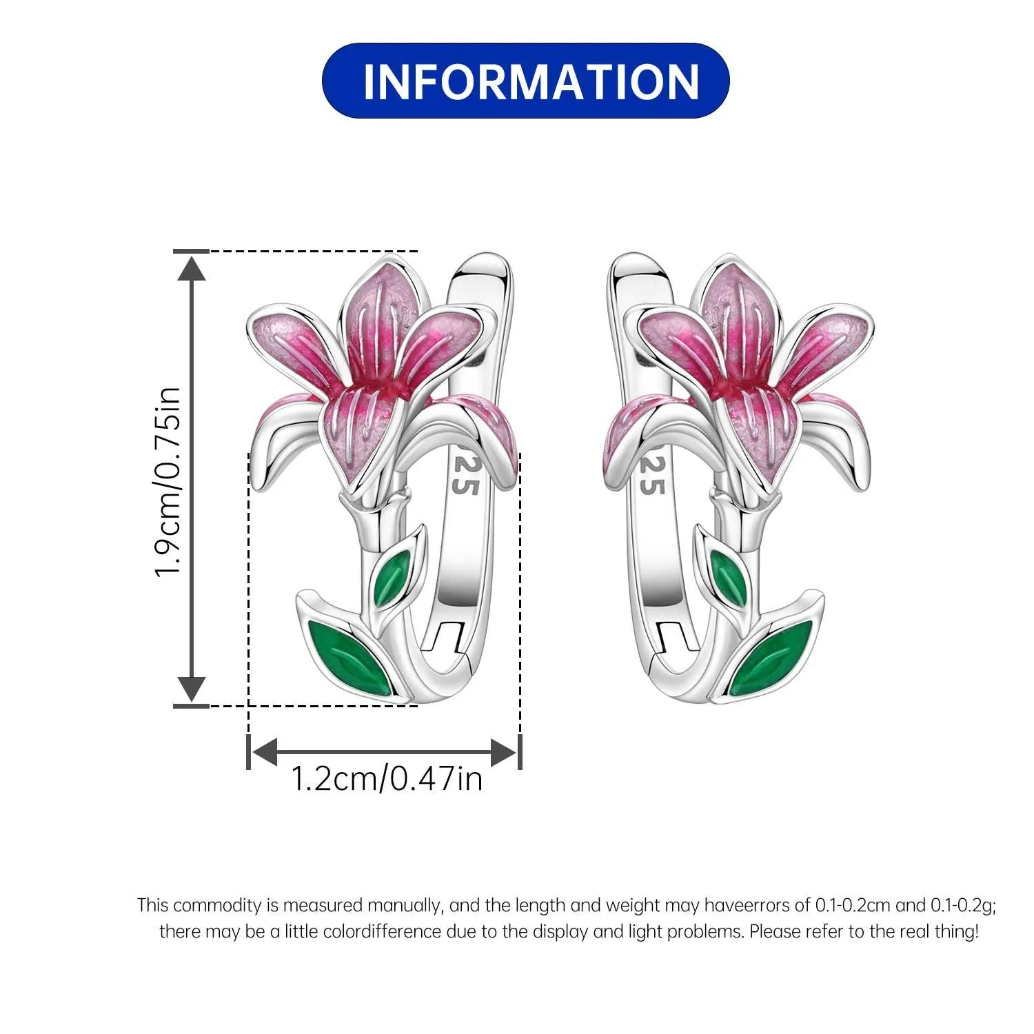 Pink Magnolia Flower Earrings Women