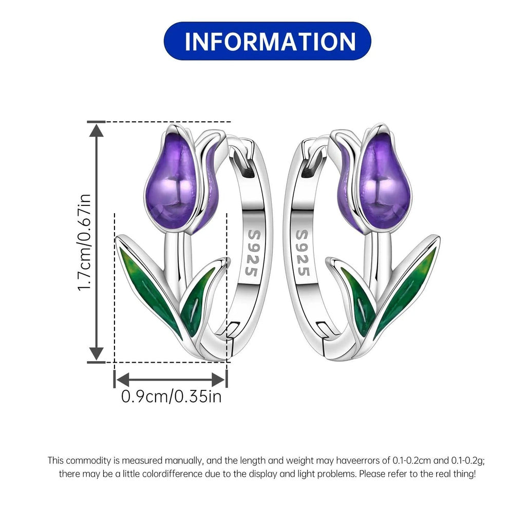 Purple Tulip Flowers Earrings
