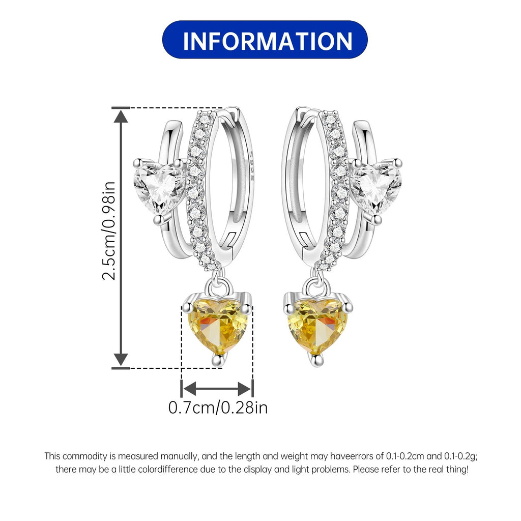 Versatile Double Loop Heart Drop Earrings